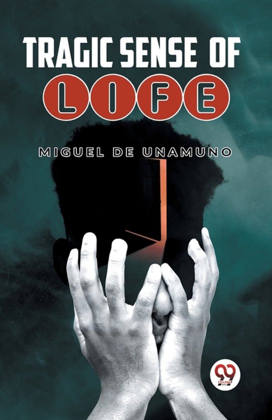 Couverture du livre 'Tragic Sense Of Life' avec texte et silhouette d'une tête avec des mains.