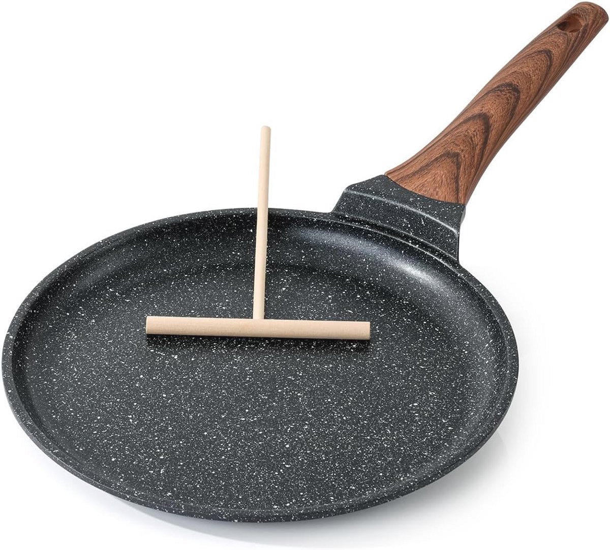 Nonstick Crêpe Pan 10 Inch - Inductie Compatibel, PFOA Vrij, Perfect voor Tortillas en Pannenkoeken