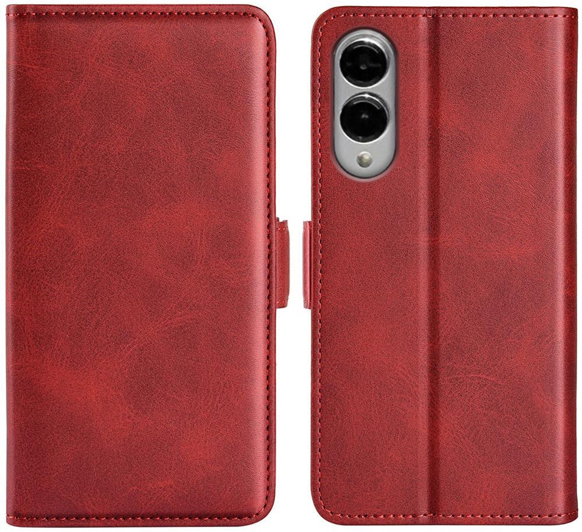 Mobigear Telefoonhoesje geschikt voor Samsung Galaxy S25 Edge Hoesje | Mobigear Slim Magnet Bookcase Portemonnee | Pasjeshouder voor 3 Pasjes | Telefoonhoesje voor Pinpas / OV Kaart / Rijbewijs - Rood
