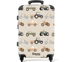 NoBoringSuitcases.com NoBoringSuitcases.com® - Kinderkoffer jongen - Kindertrolley jongens - Retro voertuigen patroon - Koffer kind groot - Rolkoffer lichtgewicht - 20 kg bagage