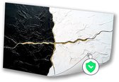 Zwart wit abstract met goud - Contrasten poster - Wanddecoratie barst - Abstracte kunst - Posters kunst - Wanddecoratie - poster 70x50 cm