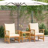 vidaXL - Ensemble de salon de jardin 3 pièces avec coussins en bois d'acacia massif