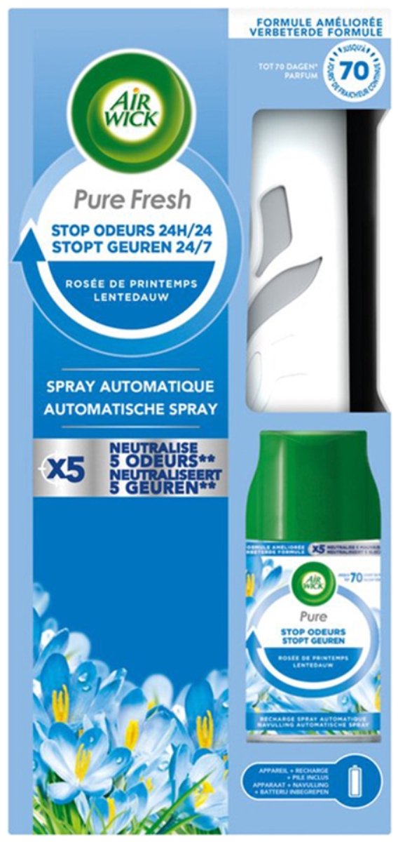 Air Wick - Freshmatic Spray - Starterkit - Pure Fresh Lentedauw - 250 ml - 1 stuk
