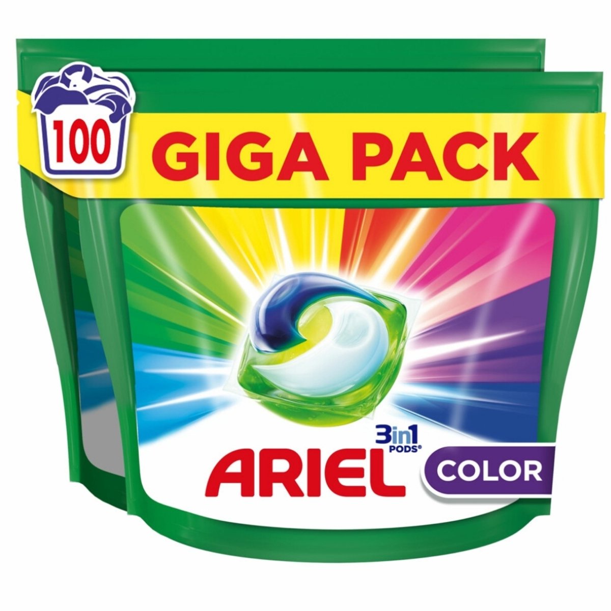 1 x Ariel - 3in1 Wasmiddel Pods - Color - 100 Pods - Kleurbehoud - Wasmiddel Pods - 3in1 Wasmiddel - Gekleurde Was - Koude Was