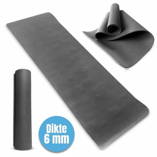 Padisport TPE Yogamat Zwart – Pilates Mat – Yoga Mat Anti Slip - Pilatesmat - Yogamat - Fitnessmat