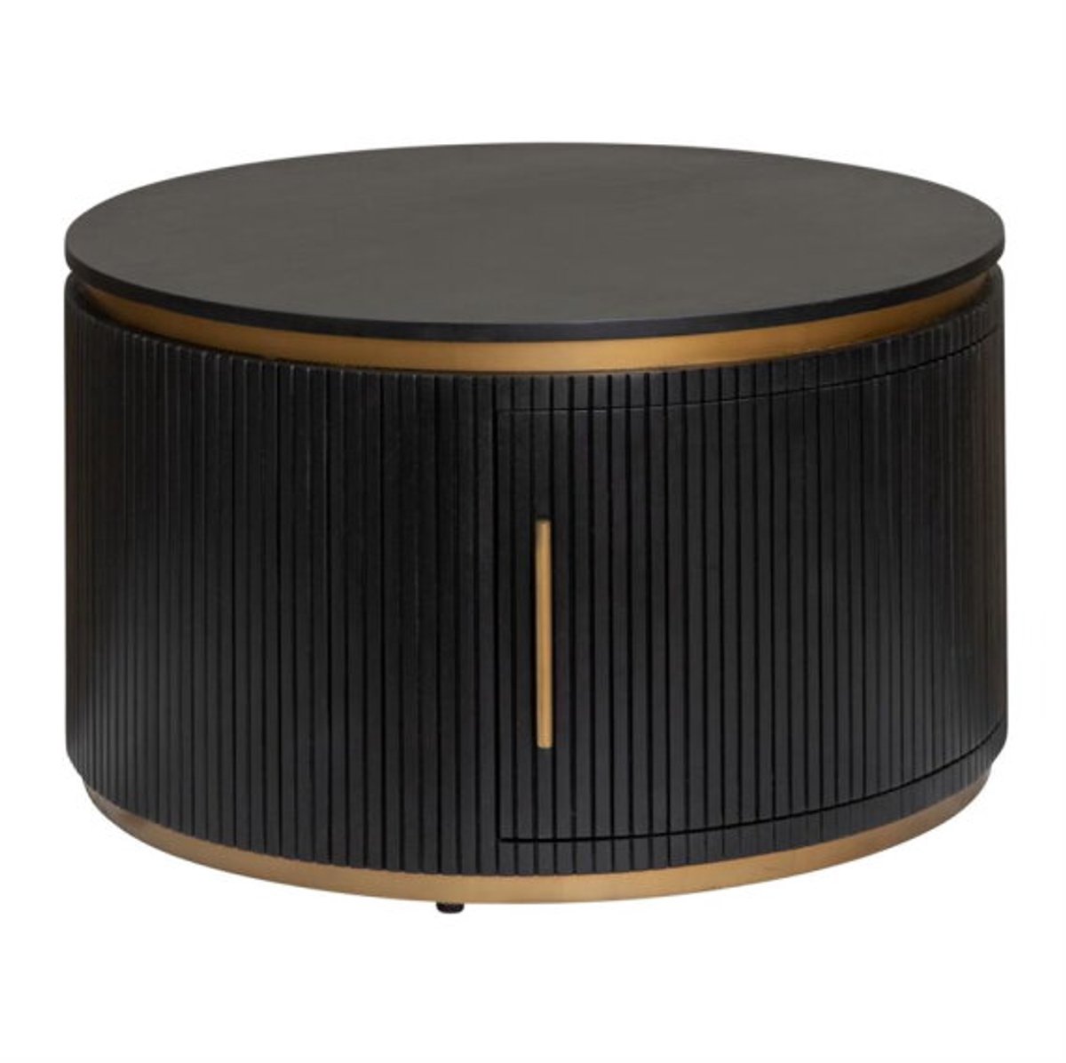 Tower Living Salontafel Rivello rond mangohout 80x80x45 cm - Zwart & brass