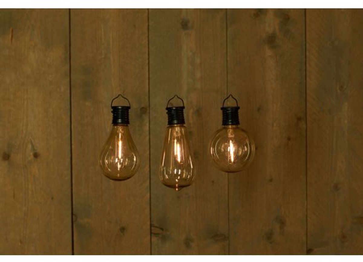Annas collection - SOLAR RETRO FILAMENT LAMP ZWART 3ASST/DISPLAY