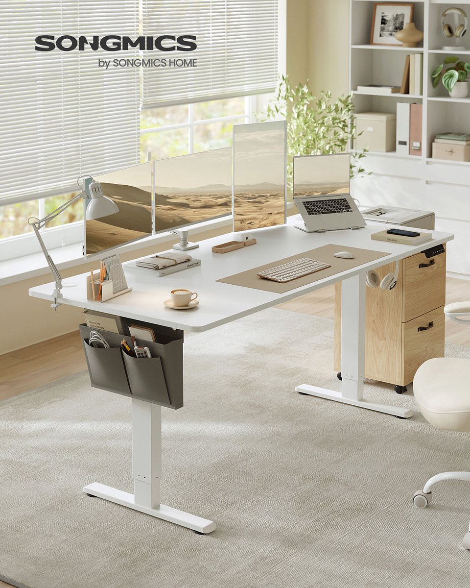 In hoogte verstelbaar bureau elektrisch 180 x 80 cm wolkwit