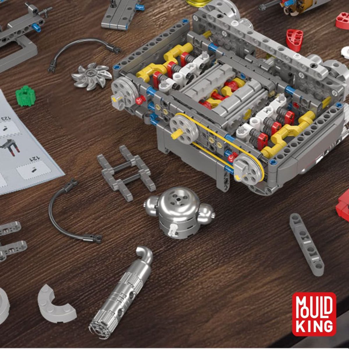Mould King 10193 Boxer Engine formule 1 Educatief motor bouwset | Speed champions modelbouw | Creator classic bouwpakket | Technische F1 speelgoed ideas voor expert volwassenen & kinderen | compatibel met lego of mega | 609 bloks — afbeelding 12
