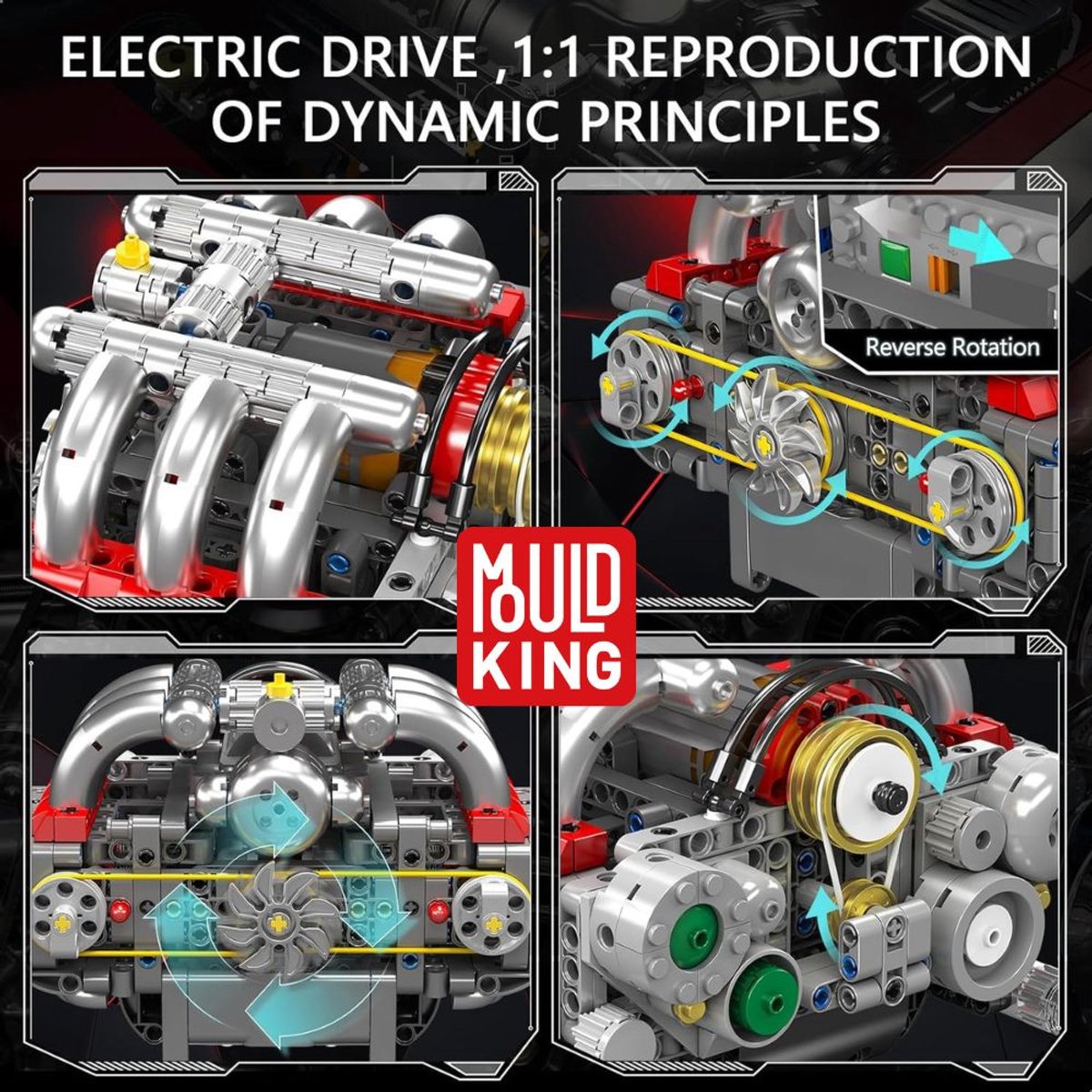 Mould King 10193 Boxer Engine formule 1 Educatief motor bouwset | Speed champions modelbouw | Creator classic bouwpakket | Technische F1 speelgoed ideas voor expert volwassenen & kinderen | compatibel met lego of mega | 609 bloks — afbeelding 3