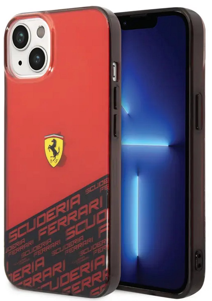 Ferrari iPhone 14 & 13 Backcover hoesje - Bottom Scuderia Allover - Rood