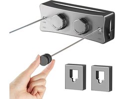 Onzichtbare dubbele waslijn - intrekbaar - geen gaten - 5,1 m - anti-doorhangen - hoge belastbaarheid - veilige wandmontage - voor balkon, badkamer en wasruimte