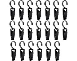 20 stuks antislip draagbare clips - 360° draaibare clips - clip voor reishoed,sjaal, sokken (zwart)