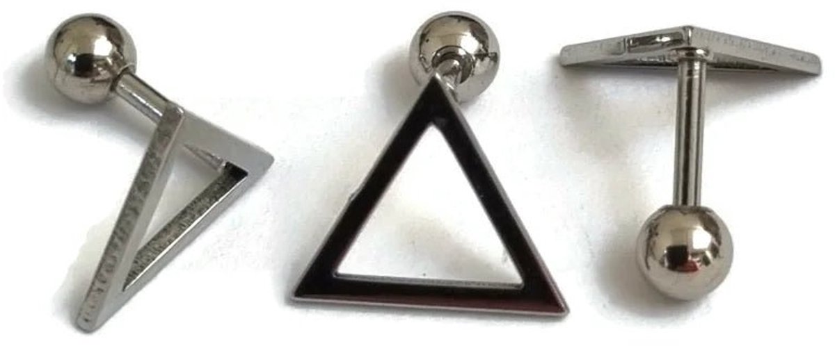 Aramat Jewels | Piercings | Stijlvolle Helixpiercing Driehoek - Zilverkleurige Piercing | | | |8mm | Staal | Volwassenen | Verkleurd niet