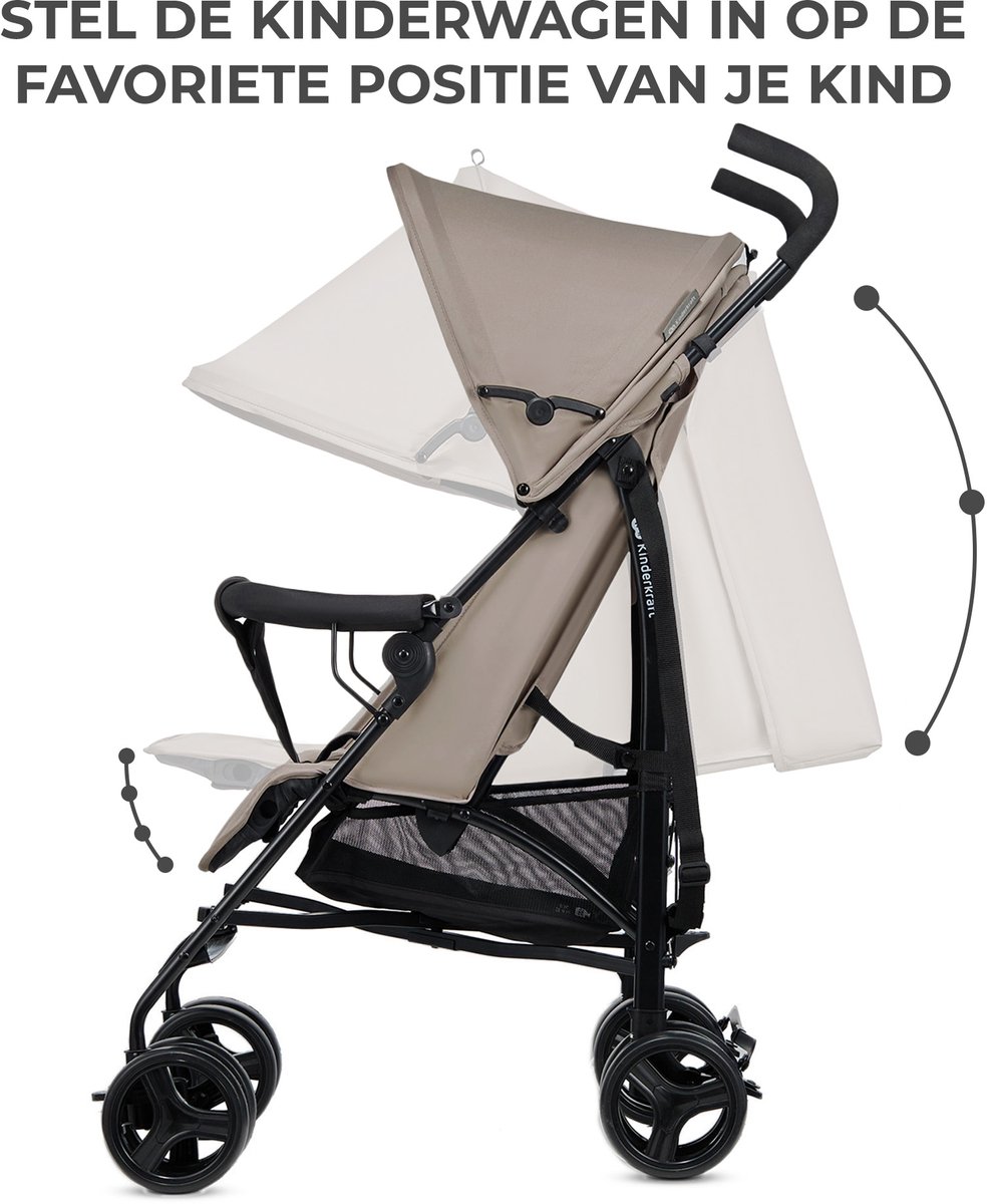 Kinderkraft TIK - Buggy - Lichtgewicht 6,5 kg - Verstelbaar Tot Ligpositie - Beige – foto 5