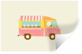 Muurstickers - Sticker Folie - Ijskar - Retro - Softijsjes - Roze - 120x80 cm - Plakfolie - Muurstickers Kinderkamer - Zelfklevend Behang - Zelfklevend behangpapier - Stickerfolie