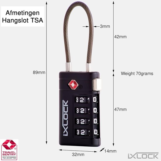 Bagageslot met 3-cijferige code van zinklegering