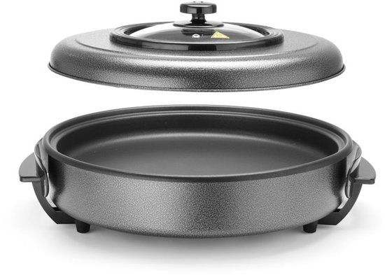 HENDI Partypan – anti-aanbaklaag – uitneembare thermostaat – glazen deksel – 550x60 mm
