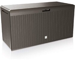 Opbergbox Buiten XXL 290L - Kunststof Tuinbox met Deksel en Wielen - Rotan Look 114x47x60cm