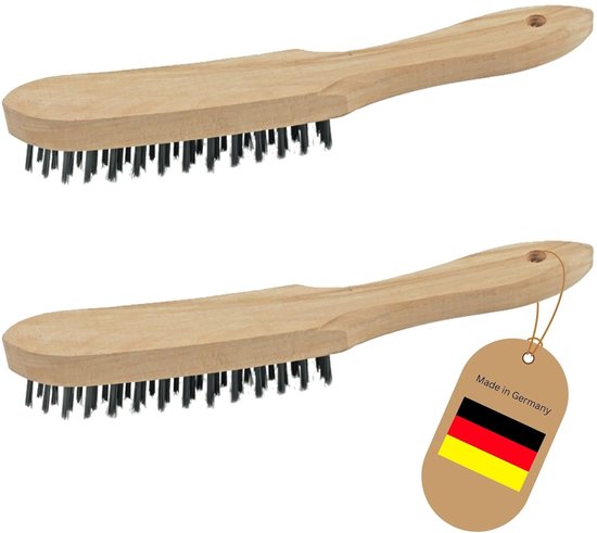 Foto: Draadborstelset i 3 rijig 5 rijig i 27 cm lang i met houten handvat i remklauwborstel draadborstel krasborstel metaalborstel handdraadborstel draadborstel