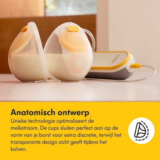 Medela Freestyle Hands-Free borstkolf – Dubbele elektrische handsfree borstkolf – Draagbaar - Transparant/Geel – Inclusief oplaadbare accu