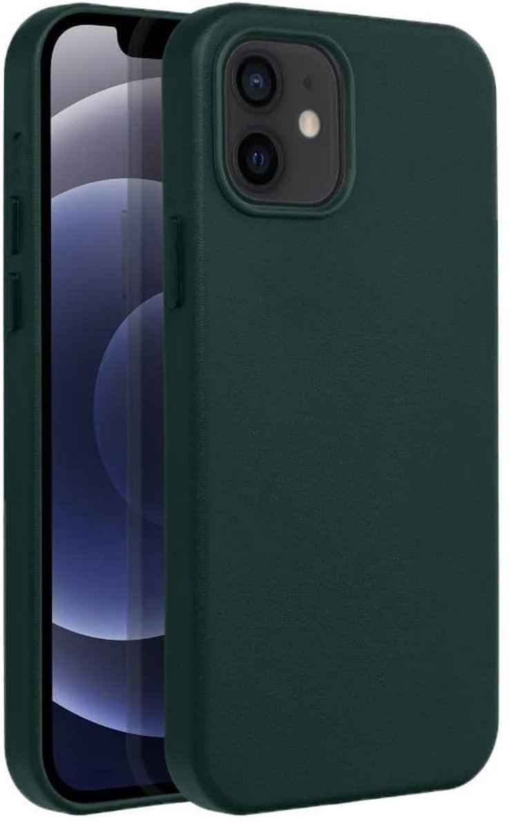 Casify Leren Hoesje geschikt voor MagSafe iPhone 12/12 Pro Hoesje - Bosgroen