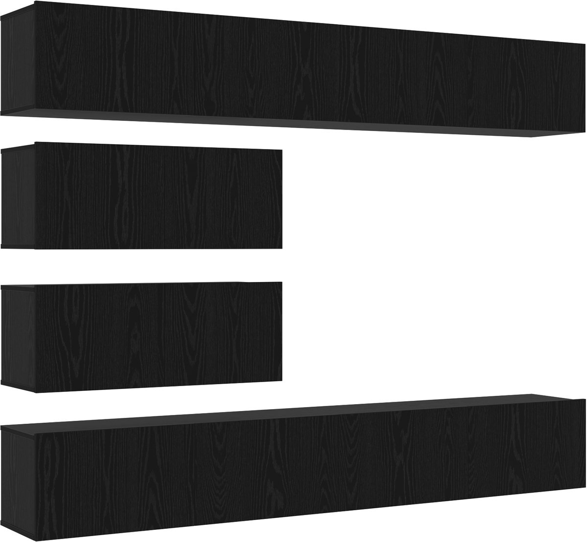 vidaXL - Tv-meubelset - Wandgemonteerd - 6 - pcs - Zwart - Eiken - Bewerkt - hout