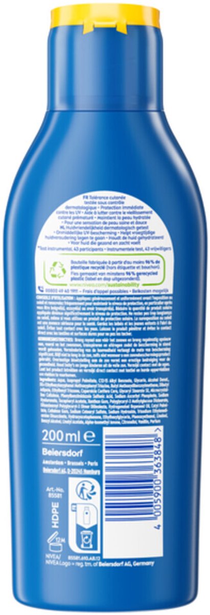 NIVEA Sun Protect & Hydrate Zonnebrand SPF 30 - 3 x 200 ml - Voordeelverpakking