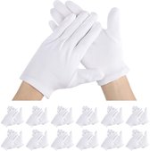 12 Paar Zachte Katoenen Handschoenen - Inspectiehandschoenen - Witte Katoenen Handschoenen Worden - Servicehandschoenen - Vochthandschoenen - Herbruikbare - Katoenen Handschoenen - Gebruikt Voor Cosmetica,Sieradenmuntinspectie - M