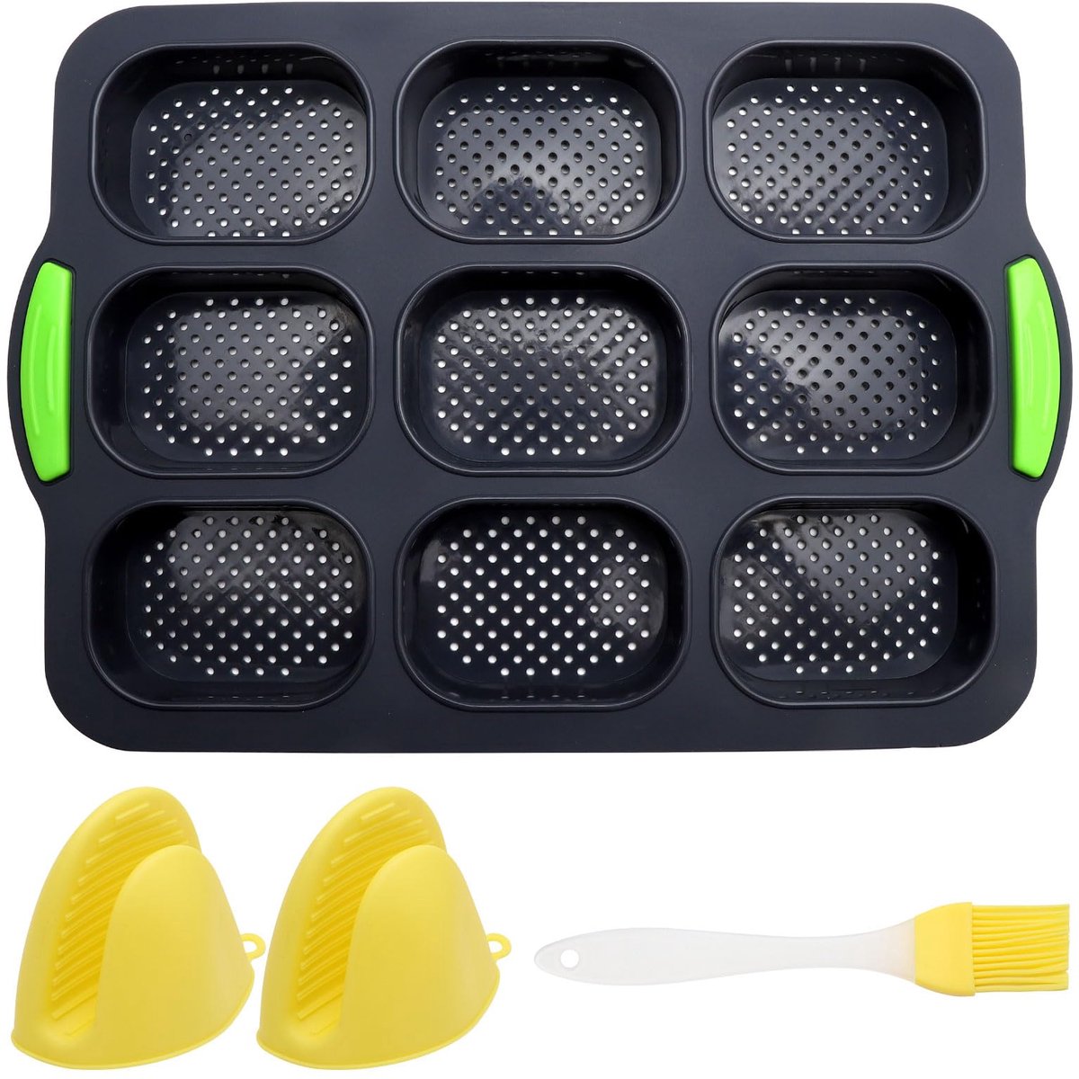 Ibenzoa® Multifunctionele Siliconen Broodvorm met 9 Gaten – Perfect voor Baguettes en Stokbrood
