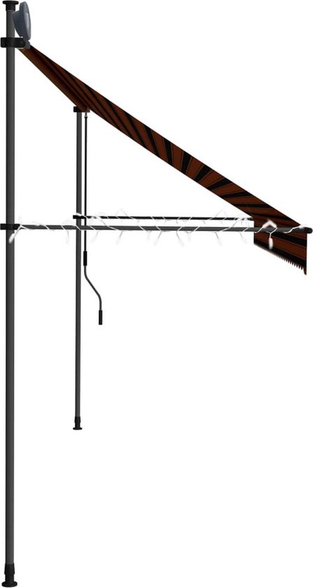 vidaXL banne rétractable manuel avec LED 350 cm orange et marron - Store banne rétractable - Auvents rétractables - Store banne rétractable - Auvents rétractable