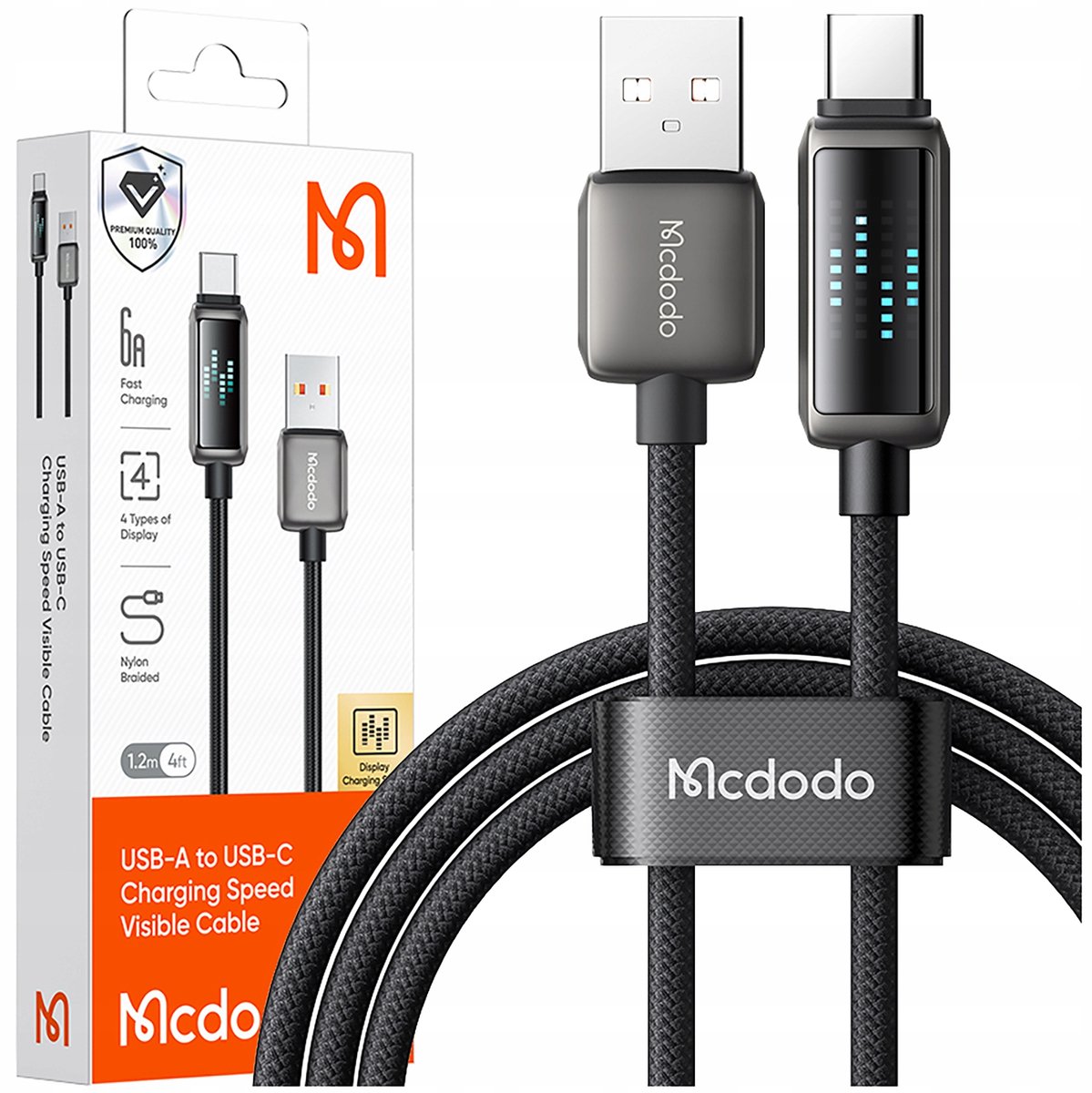 Mcdodo Usb-C Snellaadkabel Voor Samsung Xiaomi Type C 6A 100W 1M Geleid