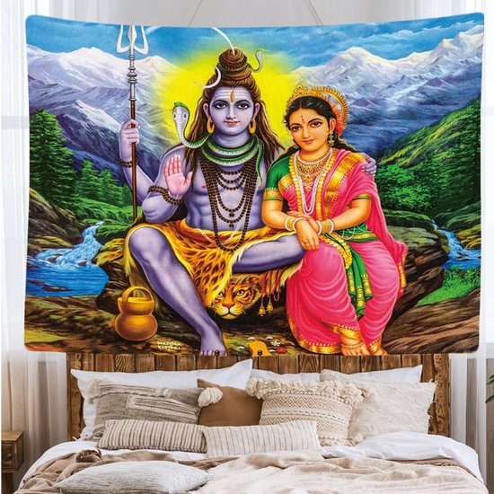 Ulticool - Krishna Radha India Spiritualité Hinduism - Tapisserie - 200x150 cm - Groot tapisserie - Affiche