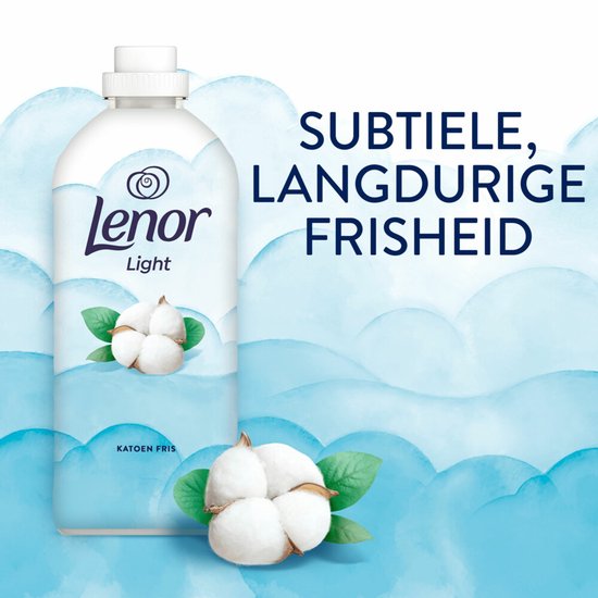 Adoucissant Lenor coton frais avec une fraîcheur subtile et durable.