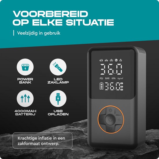 Carsweep® Bandenpomp - Elektrische Bandenpomp - Compressor 10.8 Bar - Luchtcompressor - Auto bandenpomp — afbeelding 3