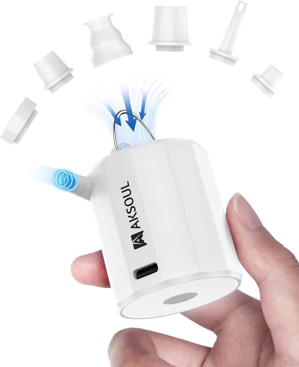 Draagbare Elektrische Luchtpomp met Oplaadbare Batterij - 4000 Pa, 200 l/min, Met Ingebouwd Campinglicht