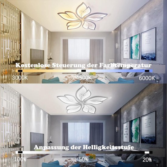 NETTLIFE LED plafondlamp 100cm dimbaar 4 ringen moderne 56W witte verlichting met afstandsbediening