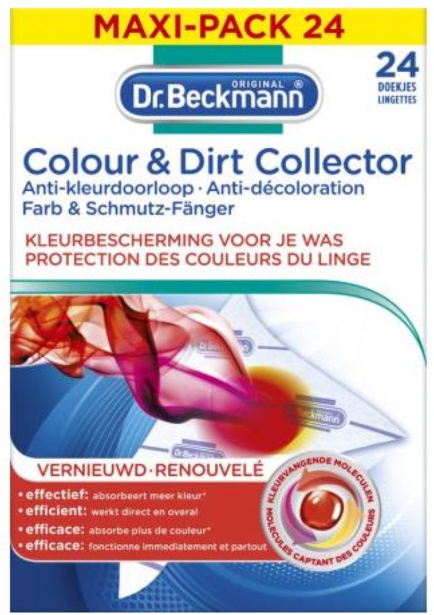 Dr. Beckmann - Anti-Kleur Doorloopdoekjes - Kleurbescherming - Witte en Gekleurde Was - 24 Doekjes - 1 stuk
