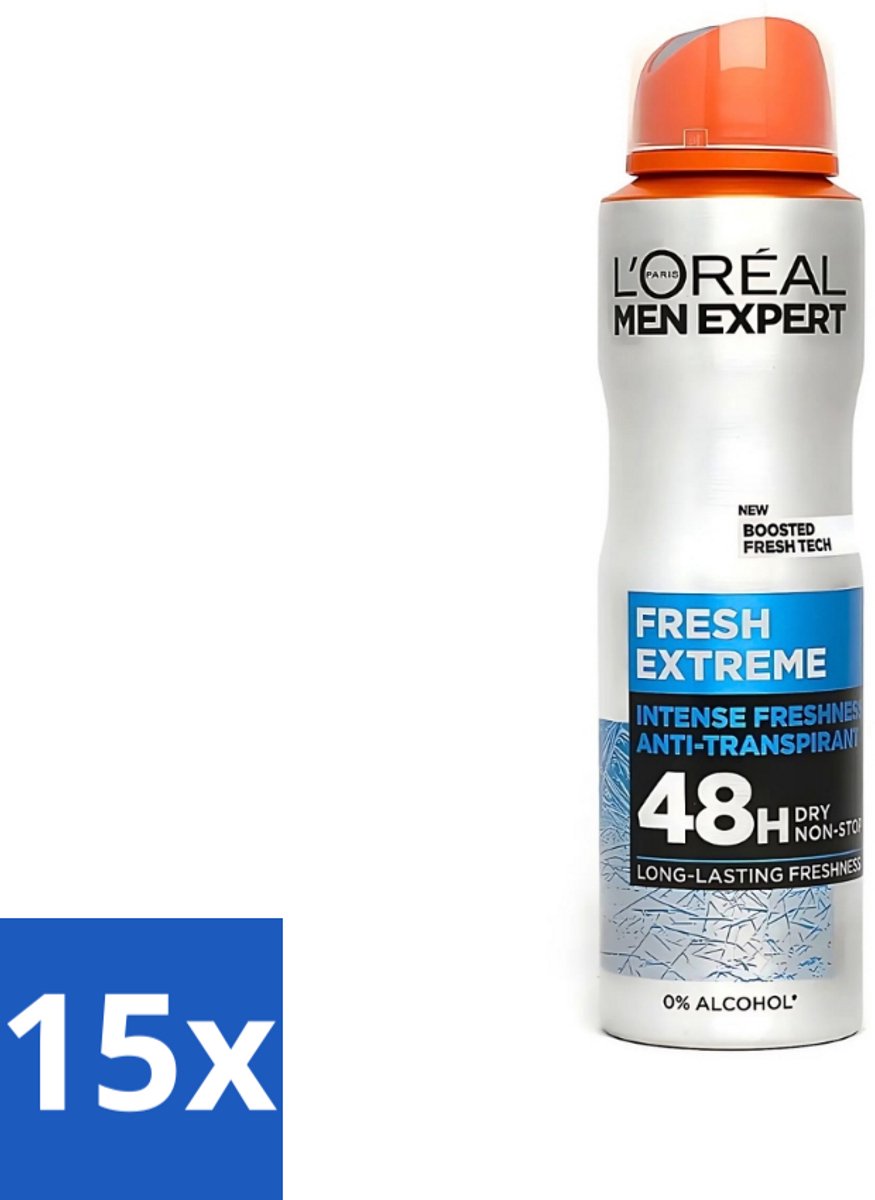 L'Oréal Men Expert Deodorant Spray Fresh Extreme 150 ml - Bulkverpakking - 15 stuks
