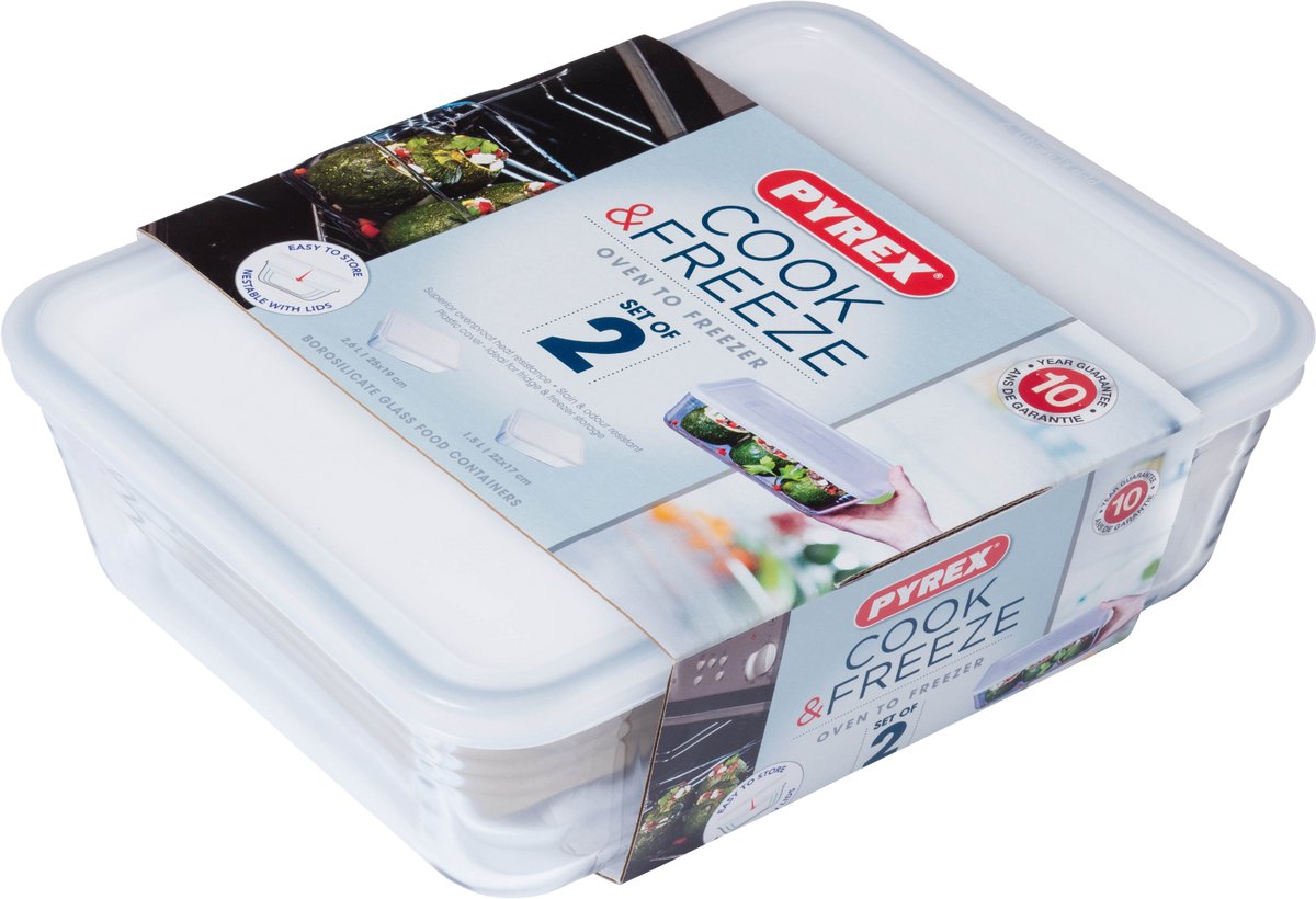 Pyrex - Ovenschalen - Rechthoekige set van 2 (22 x 17 en 24 x 19 cm) — cadeau in Koken & Dineren - foto 5