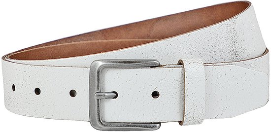Landley Witte Crack Leren Riem voor Dames en Heren - Unisex Jeansriem - 4 cm - Craquelé Leer - Wit - Lengte totaal 120 cm / Riemmaat 105