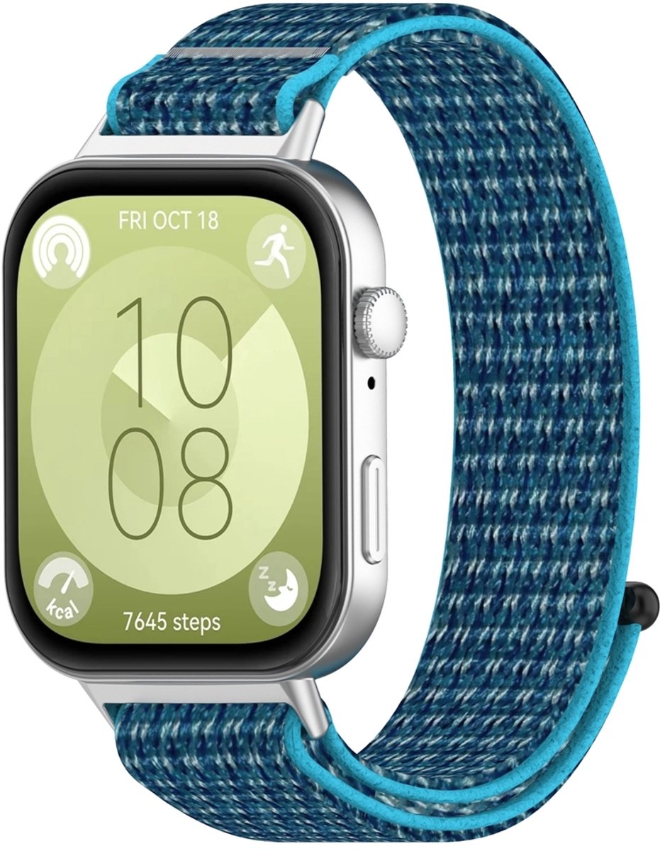 By Qubix - Sport loop nylon bandje - Blauw - geschikt voor Huawei Watch Fit 3 / Fit 4