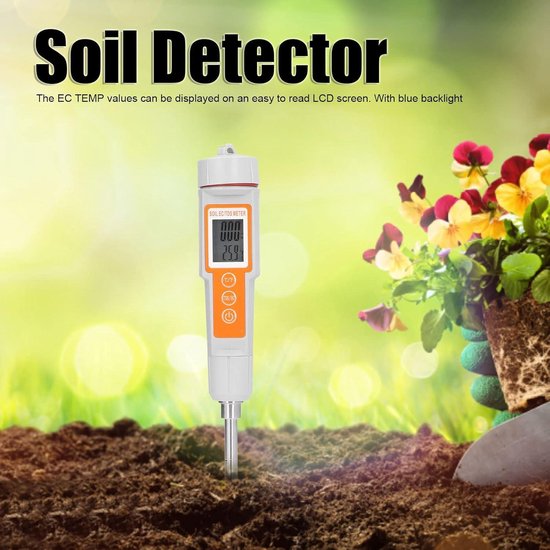 Bodemtestkit 7 in 1 Snelle Bodemtester Meter Stikstof Fosfor Kalium NPK pH Vochtigheid Vocht Voedingsstoffen Geleidbaarheid Tester EC Meter voor tuin, boerderij, gazononderhoud