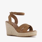 Blue Box dames espadrilles met hoge sleehak bruin - Maat 38