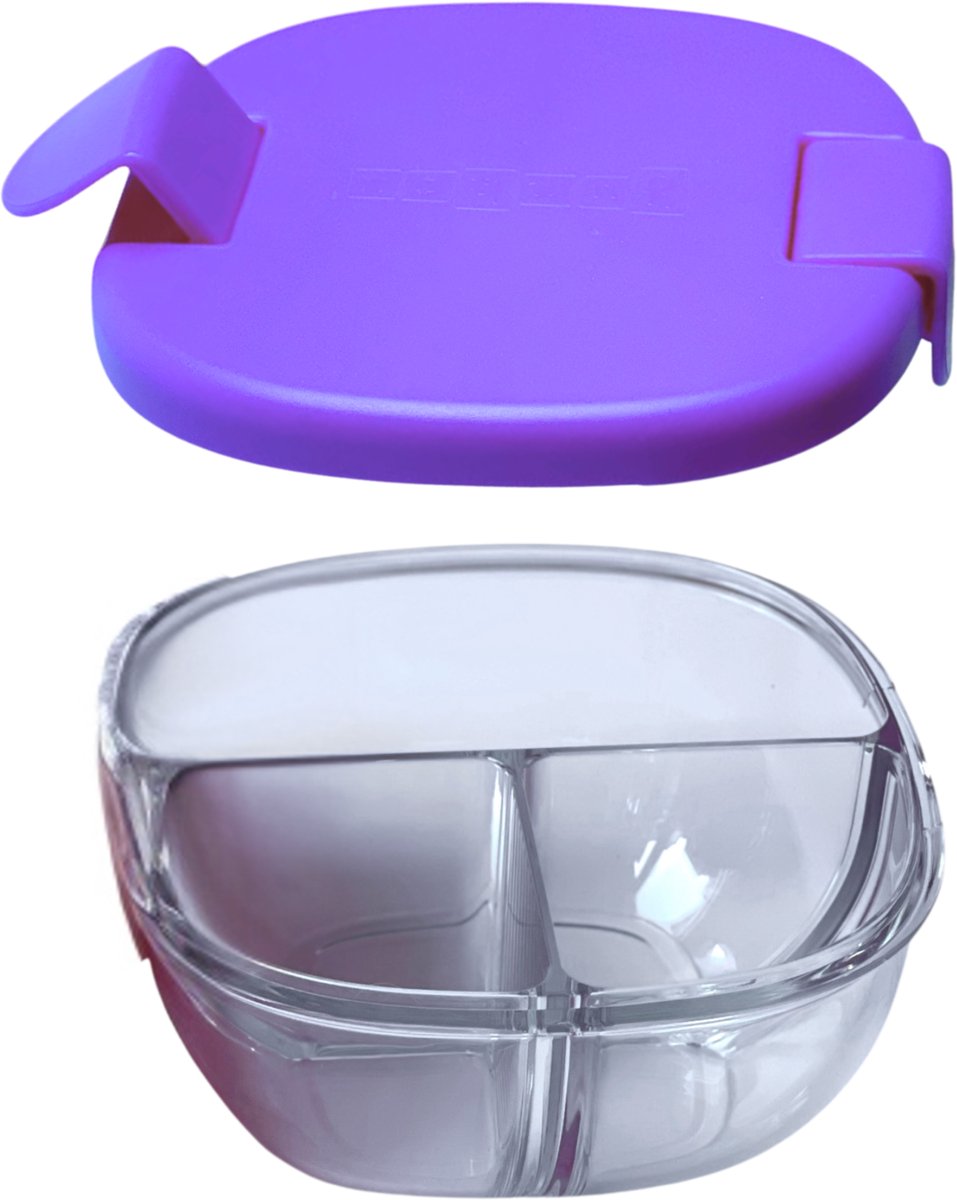 Yumbox Snack bowl - 3 vakjes - lekvrij - eenvoudig te openen - Hazy Purple