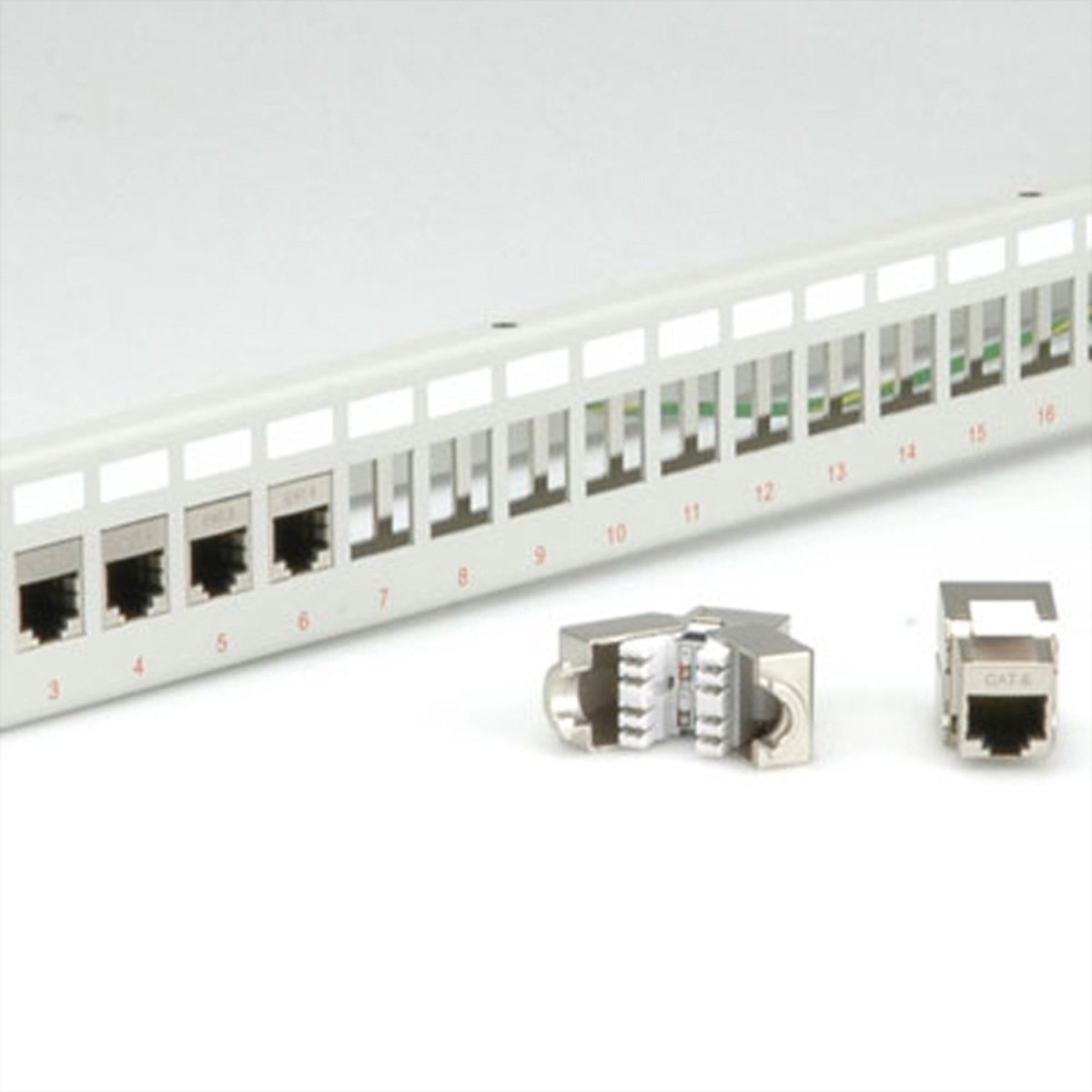 ROLINE Cat.6 19" Keystone Patchpaneel, 24P, afgeschermd, grijs