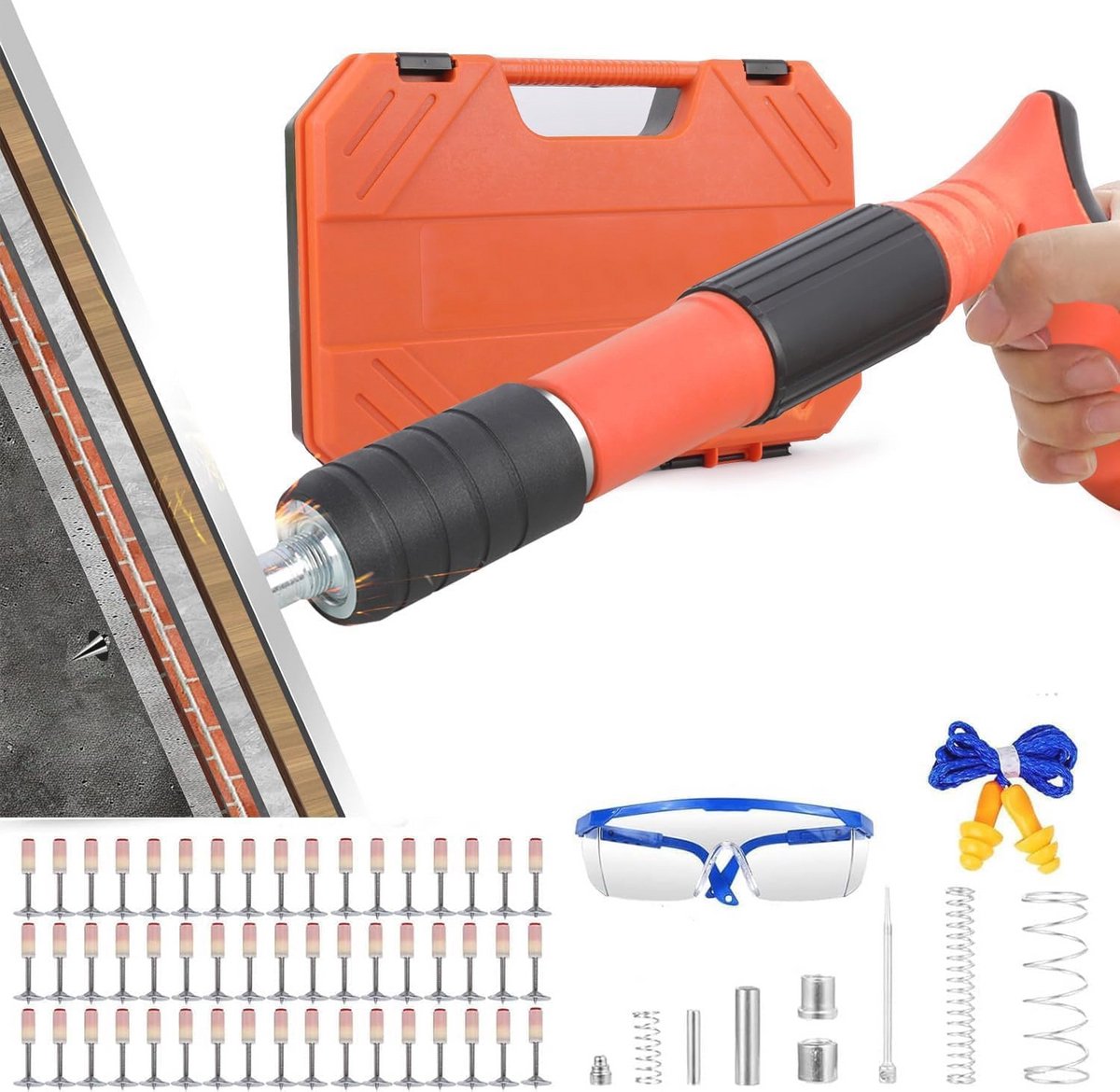 Mini pistolet à ongles électrique bricolage avec silencieux pour mur de ciment e