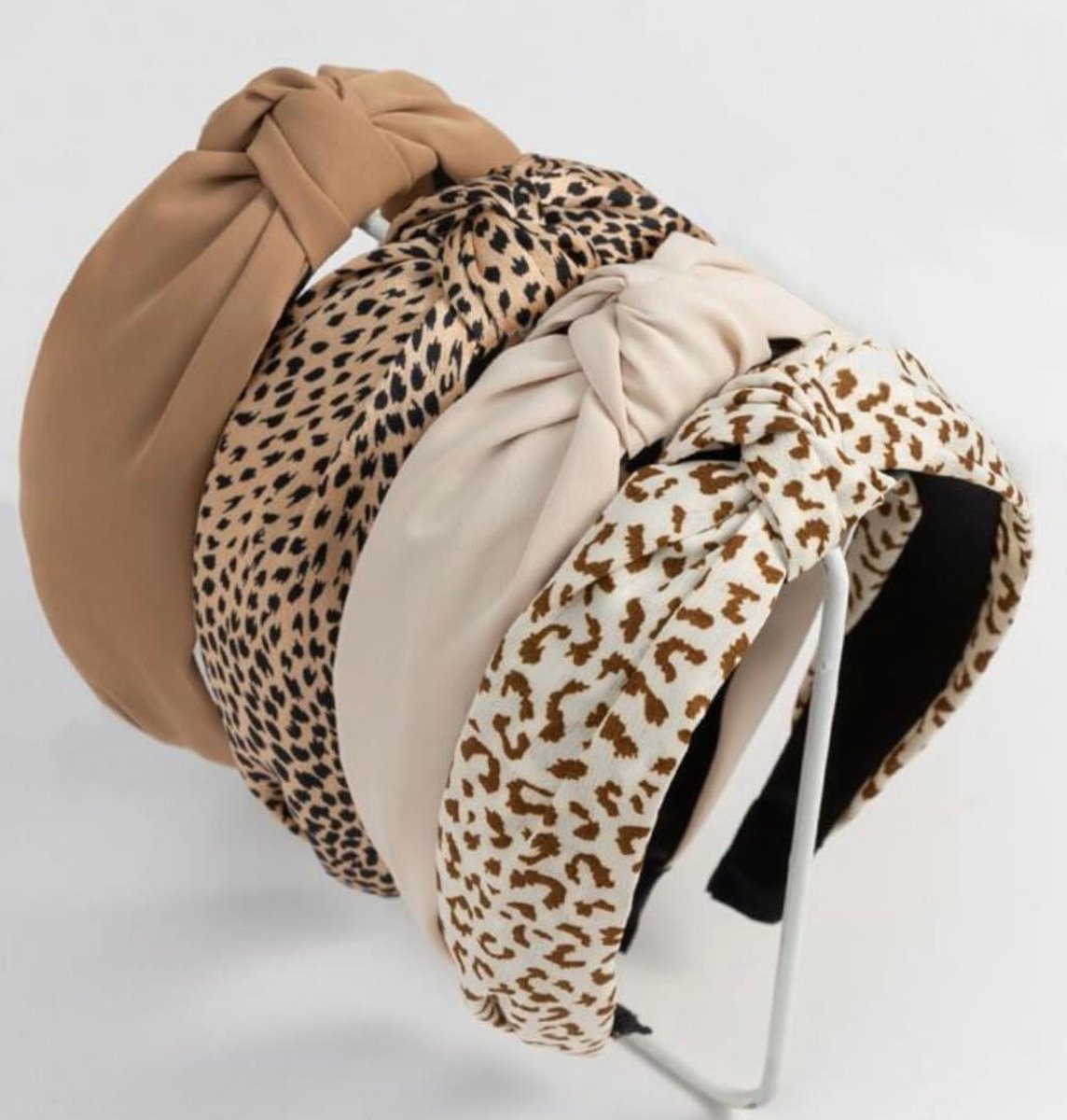 Trankielo Pack of 4 Women's Headbands Non-Slip Wide Knots Leopard Pattern Hair Bands .
