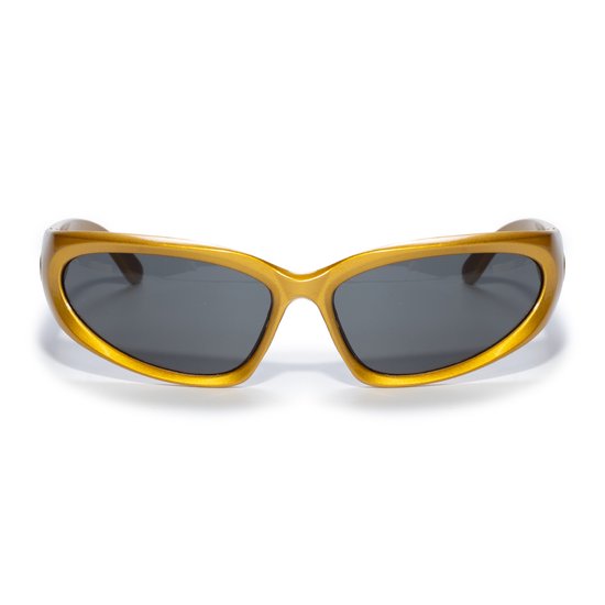Zonnebril - Zonnebrillen - Festival bril - Rave bril - Glasses - Sportief model - Goud - Zwarte glazen van Onbekend — afbeelding 2