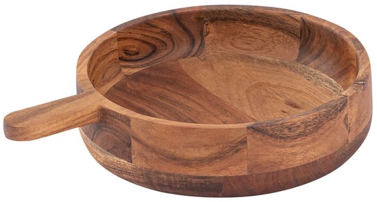 levandeo Set van 4 ronde borden, acaciahout, 25 cm, handgemaakte houten snackborden, decoratieve borden, uniek